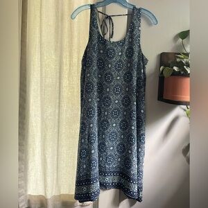 Blue Patterned Sleeveless Dress